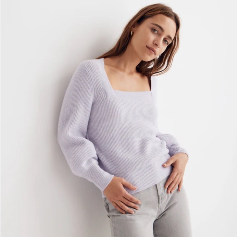 Gently used Madewell Light Purple Square-Neck Sweater in coziest yarn